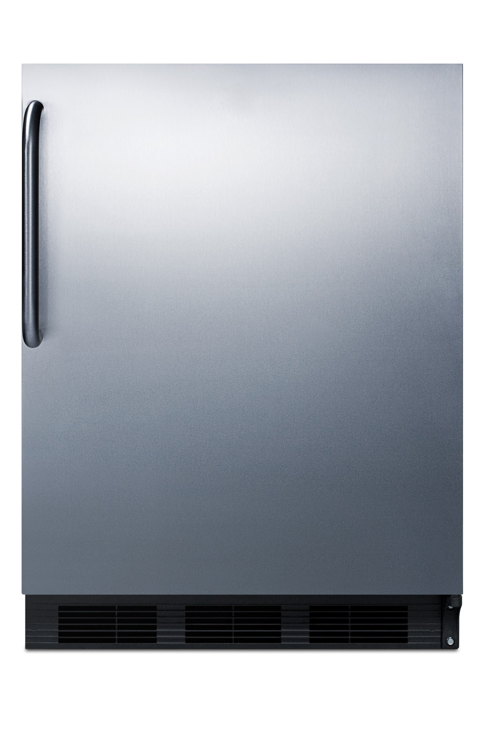 Built-in undercounter ADA compliant refrigerator-freezer for general purpose use, w/dual evaporator cooling, cycle defrost, SS door, TB handle, black cabinet